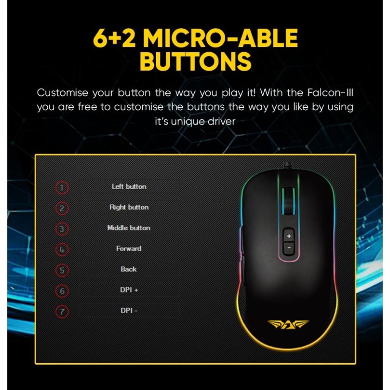 Armaggeddon Pro-Gaming Mouse - Falcon 3 - Pro-Gaming Mouse 10000CPI Macroable RGB — Buy in Cyprus with Fast Delivery