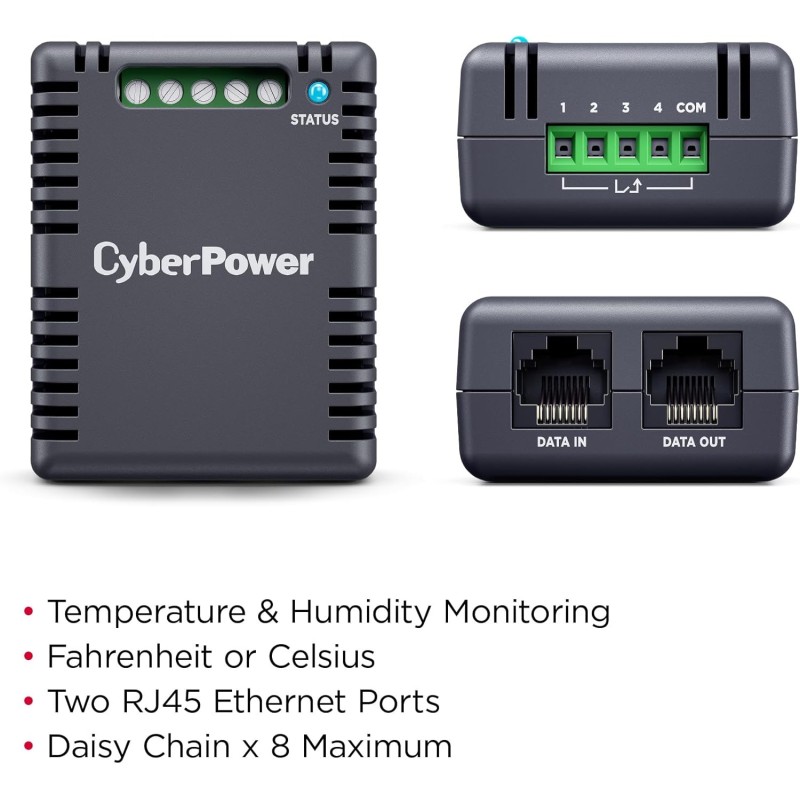 CyberPower Environmental Sensor - SNEV001 - Environmental Sensor for Temperature & Humidity with 4 Dry Input Contacts