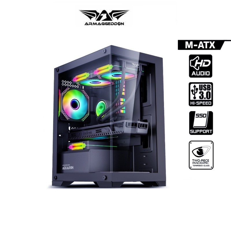 Armaggeddon Aquaron Micro ATX Gaming Case Black — Buy in Cyprus with Fast Delivery