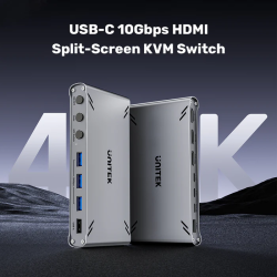 Unitek KVM HDMI Switch USB-C 10Gbps Split-Screen 5-Port Hub - D1118A - KVM HDMI Switch USB-C 10Gbps Split-Screen 5-Port Hub