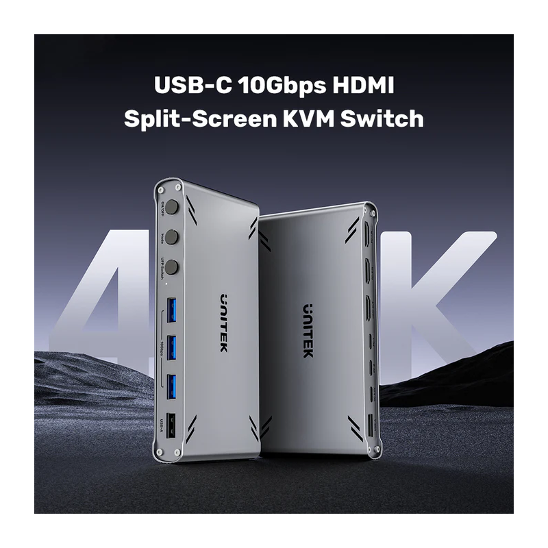 Unitek KVM HDMI Switch USB-C 10Gbps Split-Screen 5-Port Hub - D1118A - KVM HDMI Switch USB-C 10Gbps Split-Screen 5-Port Hub