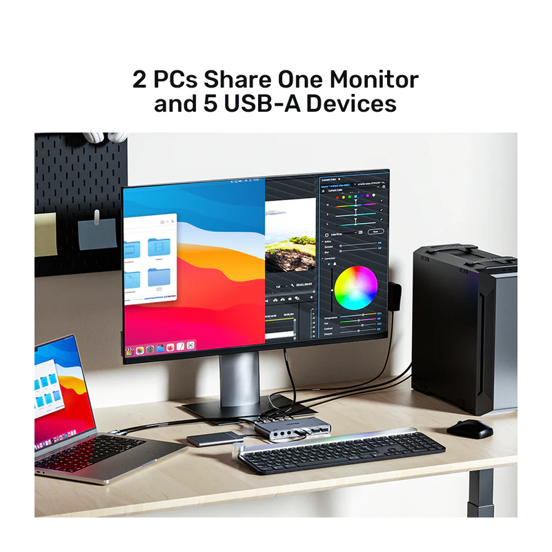 Unitek KVM HDMI Switch USB-C 10Gbps Split-Screen 5-Port Hub - D1118A - KVM HDMI Switch USB-C 10Gbps Split-Screen 5-Port Hub