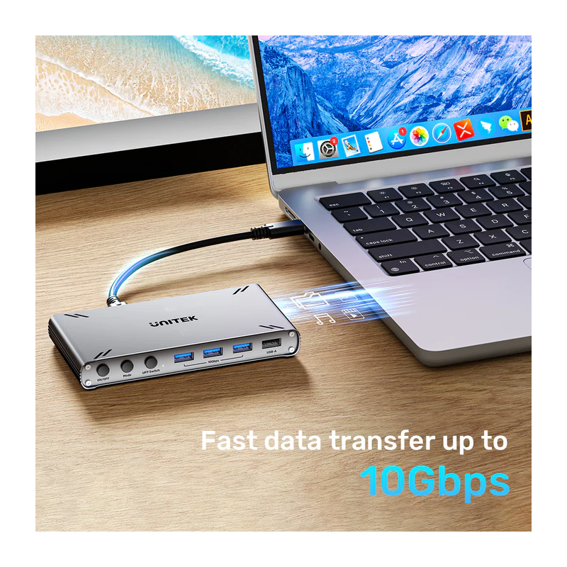 Unitek KVM HDMI Switch USB-C 10Gbps Split-Screen 5-Port Hub - D1118A - KVM HDMI Switch USB-C 10Gbps Split-Screen 5-Port Hub