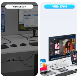 Unitek KVM HDMI Switch USB-C 10Gbps Split-Screen 5-Port Hub - D1118A - KVM HDMI Switch USB-C 10Gbps Split-Screen 5-Port Hub