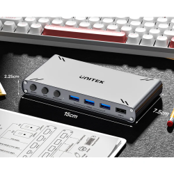 Unitek KVM HDMI Switch USB-C 10Gbps Split-Screen 5-Port Hub - D1118A - KVM HDMI Switch USB-C 10Gbps Split-Screen 5-Port Hub