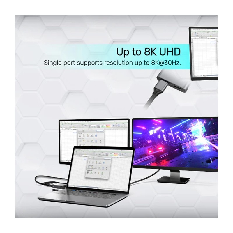 Unitek Converter USB-C to Display Port Dual 8K60Hz MST - V1404A - Dual 8K60Hz MST — Buy in Cyprus with Fast Delivery