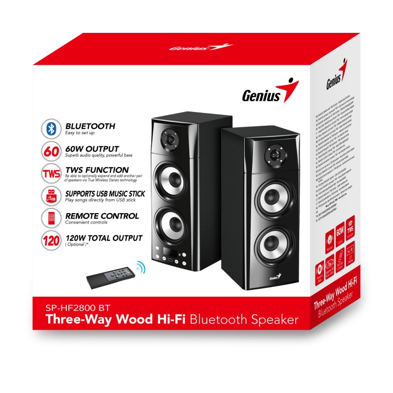 Genius PC Speakers - SP-HF2800 - 2.0 2x4'' 60W USB&BT — Buy in Cyprus with Fast Delivery