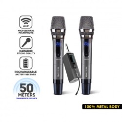 SonicGear Microphones - WM8800UL - Dual 2 Studio Quality Metal Body Wireless UHF Microphones with Receiver
