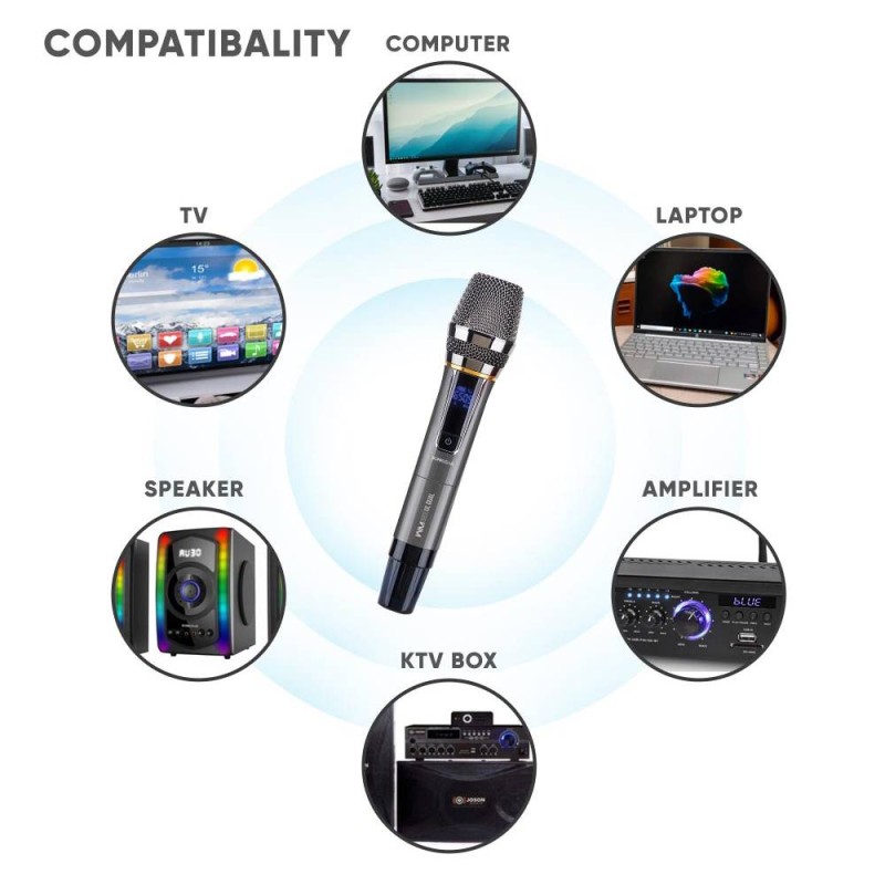 SonicGear Microphones - WM8800UL - Dual 2 Studio Quality Metal Body Wireless UHF Microphones with Receiver