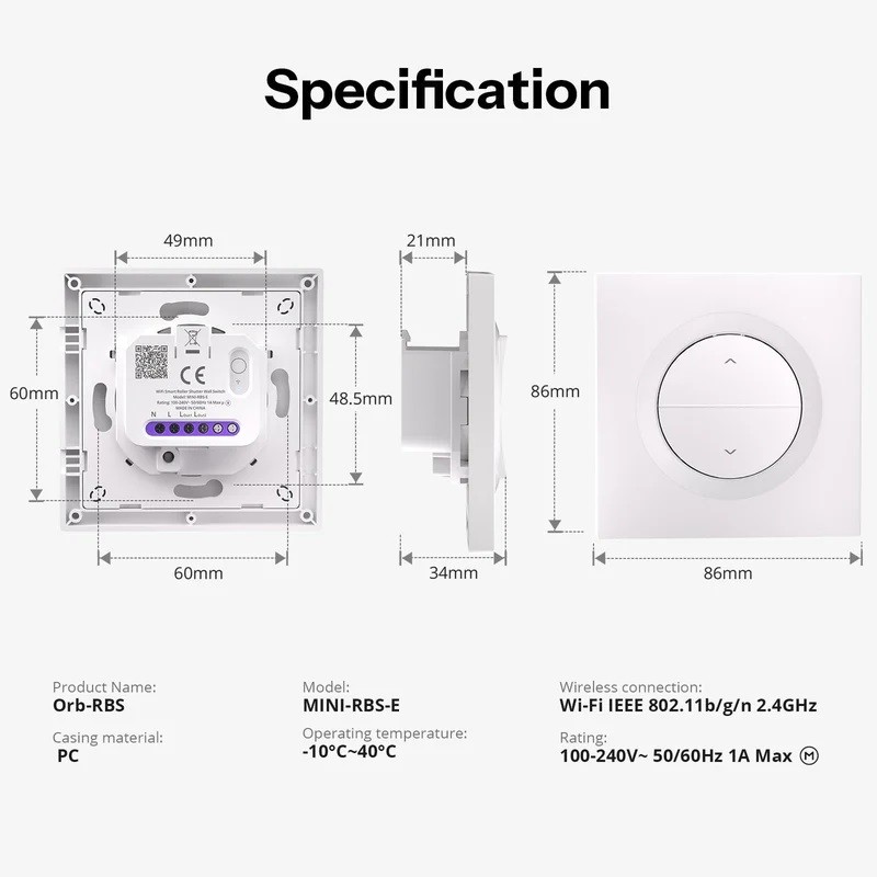 Sonoff WiFi Smart Switch - MINI-RBS - For Roller Shutter Wall — Buy in Cyprus with Fast Delivery