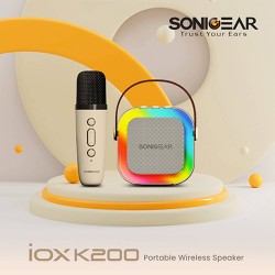 SonicGear IOX Karaoke Portable Speaker BT & Wireless Mic White - K200 - Karaoke Portable Speaker BT & Wireless Mic White