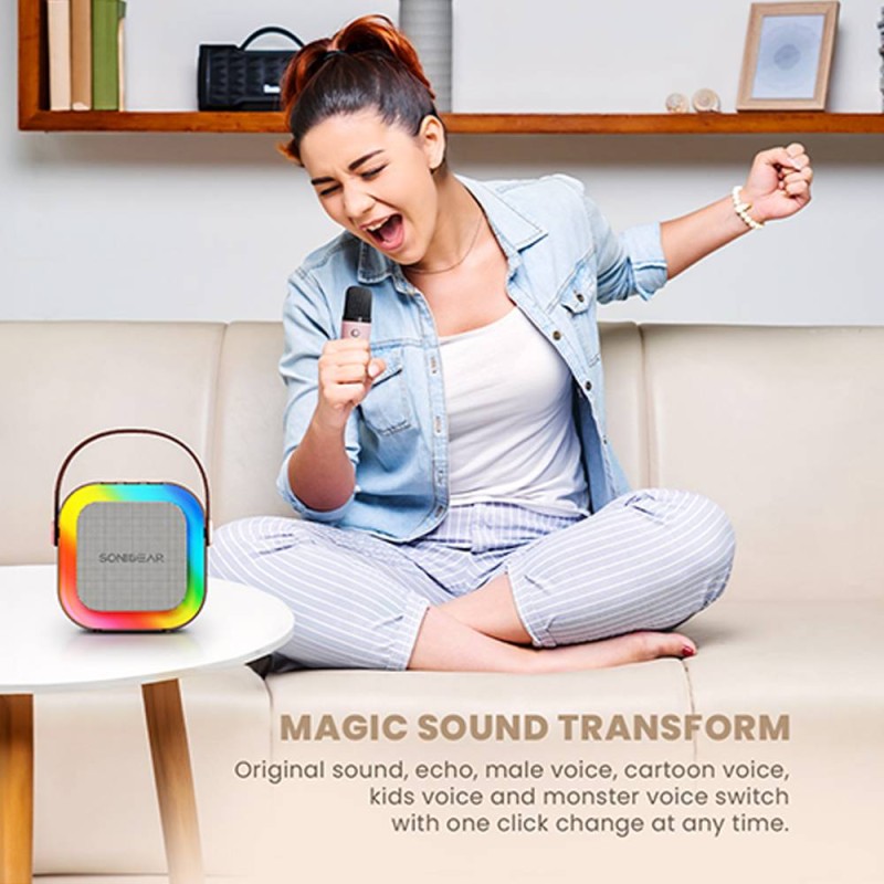 SonicGear IOX Karaoke Portable Speaker BT & Wireless Mic White - K200 - Karaoke Portable Speaker BT & Wireless Mic White