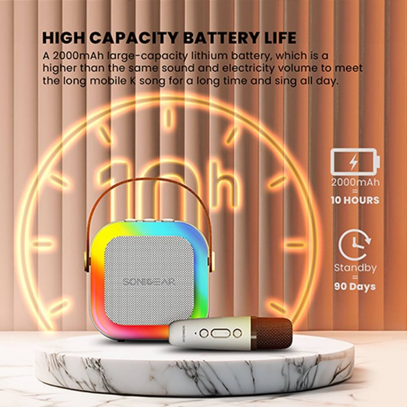 SonicGear IOX Karaoke Portable Speaker BT & Wireless Mic White - K200 - Karaoke Portable Speaker BT & Wireless Mic White