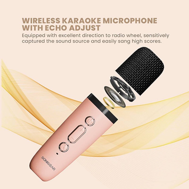 SonicGear IOX Karaoke Portable Speaker BT & Wireless Mic White - K200 - Karaoke Portable Speaker BT & Wireless Mic White
