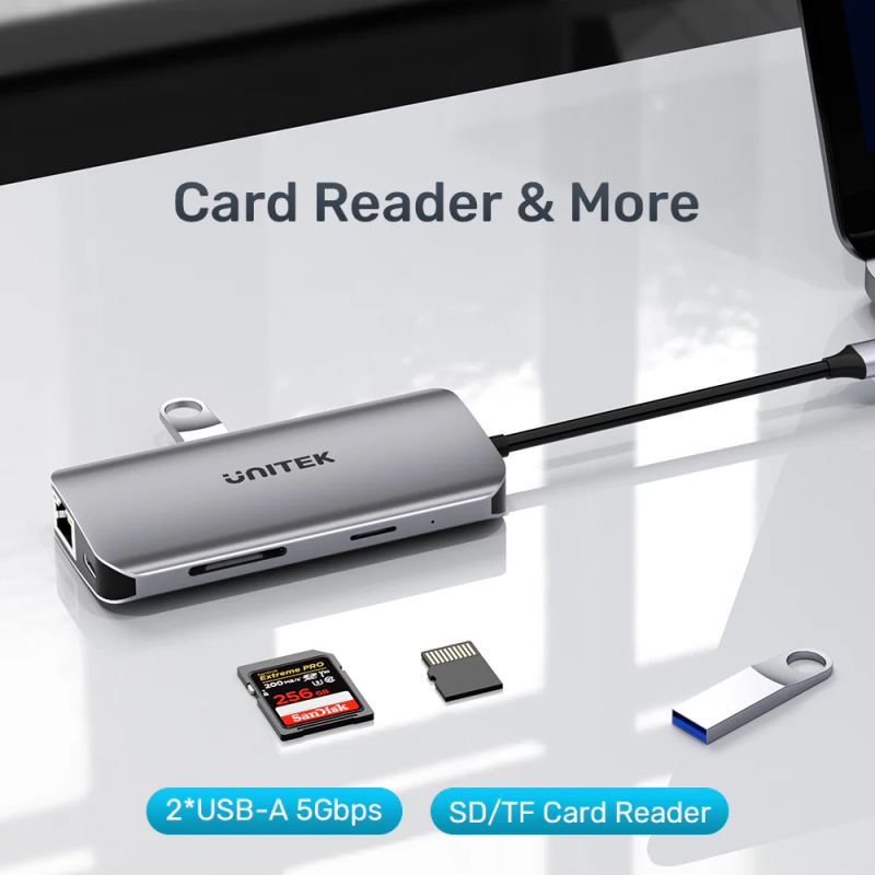 Unitek USB-C Hub - D1122A - 3xUSB 2xHDMI MST SD Gb PD100W — Buy in Cyprus with Fast Delivery