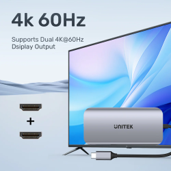 Unitek USB-C Hub - D1122A - 3xUSB 2xHDMI MST SD Gb PD100W — Buy in Cyprus with Fast Delivery