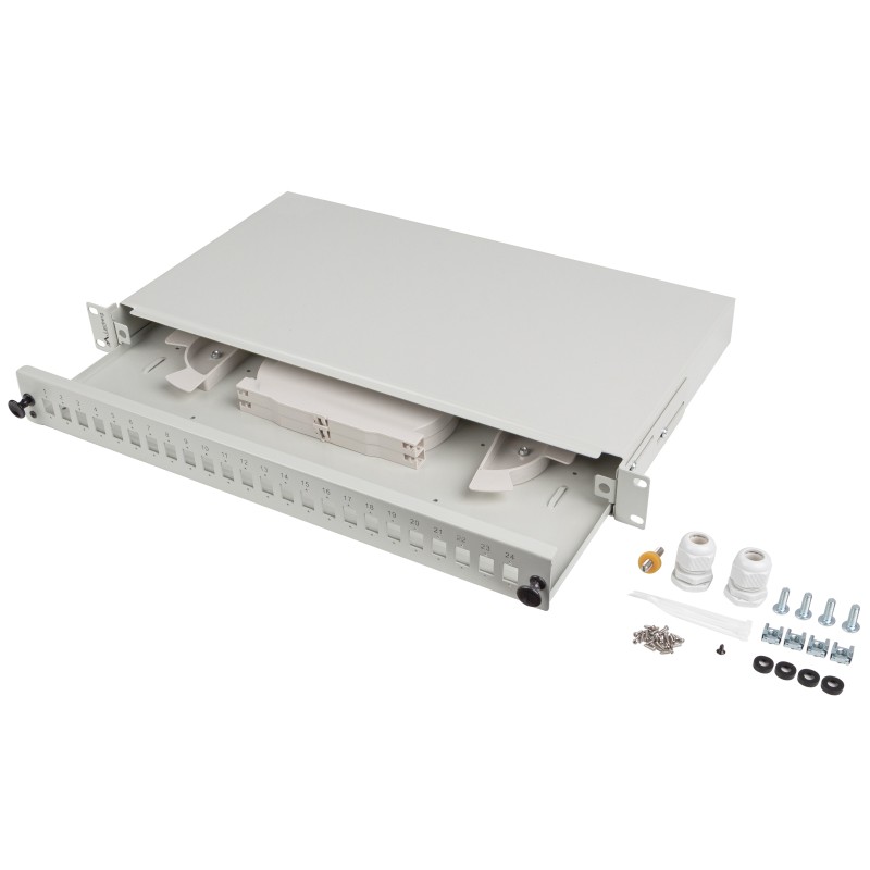 Lanberg Fiber Optic ODF - for 24xSC Simplex or 24xLC Duplex Adapters RM Metal Grey — Buy in Cyprus with Fast Delivery