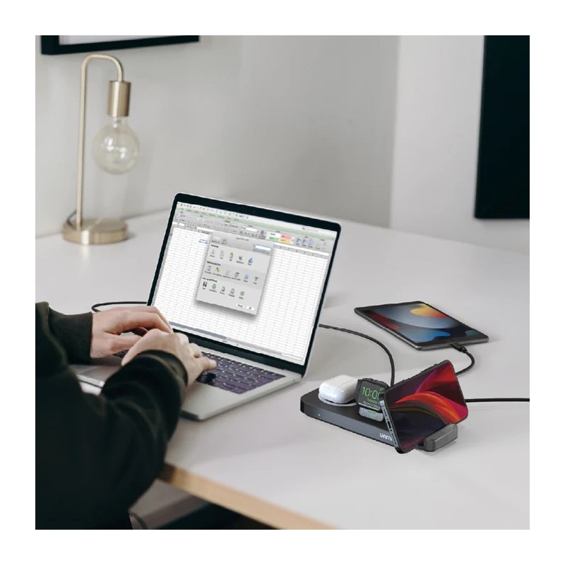 Unitek - P1222B - 5-in-1 MagMighty Combo 48W 3x Wireless Charging Areas 1x USB-A 1x USB-C — Buy in Cyprus with Fast Delivery
