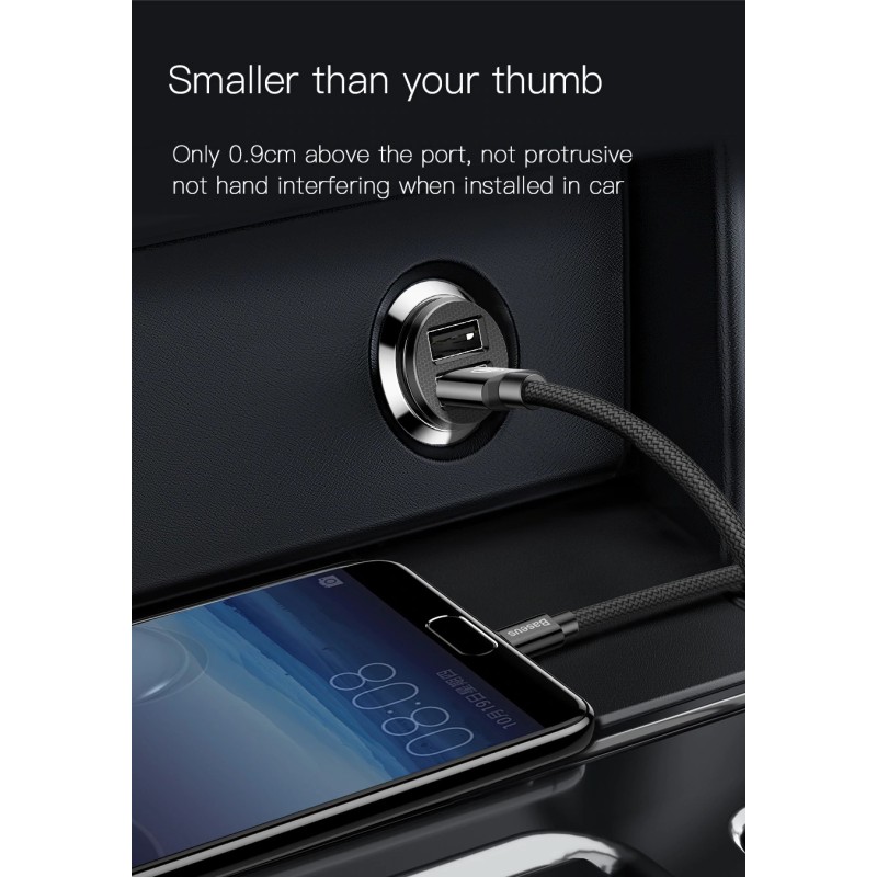 Baseus Grain Car Charger - CCALL-ML01 - 3.1A Black — Buy in Cyprus with Fast Delivery
