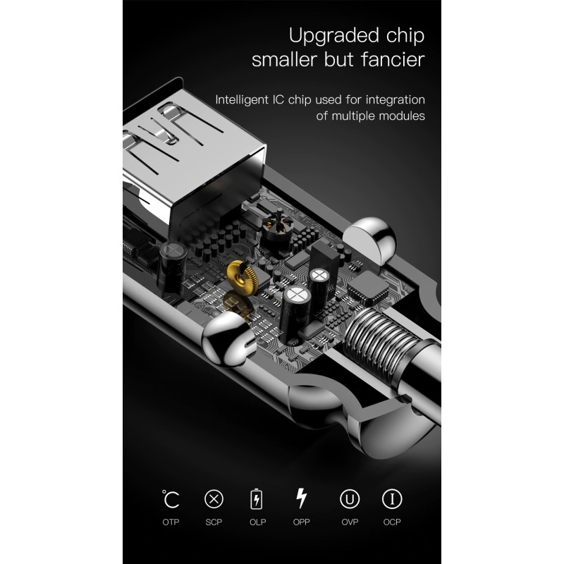 Baseus Grain Car Charger - CCALL-ML01 - 3.1A Black — Buy in Cyprus with Fast Delivery