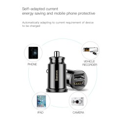 Baseus Grain Car Charger - CCALL-ML01 - 3.1A Black — Buy in Cyprus with Fast Delivery