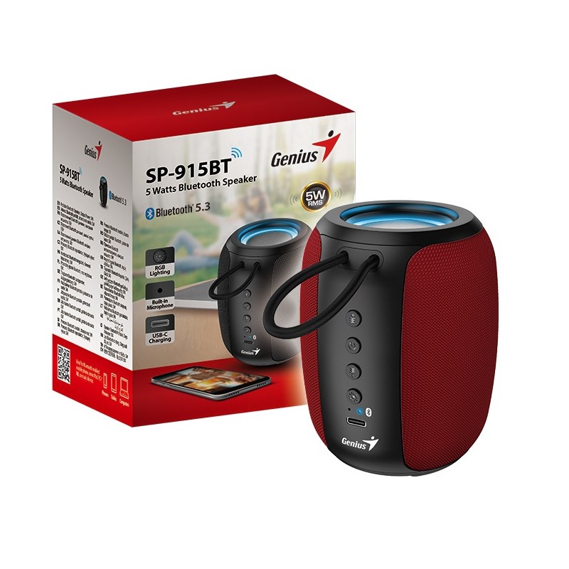 Genius Mobile Speaker - SP-915BT - Portable BT 5W Red — Buy in Cyprus with Fast Delivery
