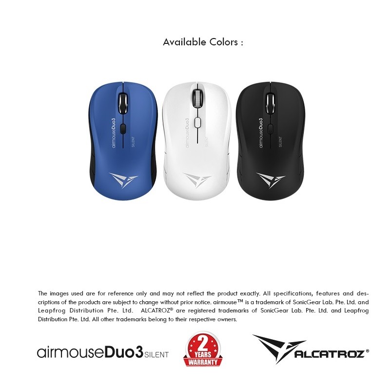 Alcatroz AIRMOUSE - DUO 3 - Wireless BT Silent Mouse White — Buy in Cyprus with Fast Delivery