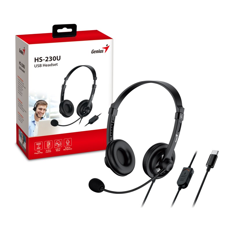 Genius Headset - HS-230U - USB-C InLine Control SoftEar Cups — Buy in Cyprus with Fast Delivery