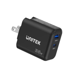 Unitek Charge Wall 35W 1xUSB-C PD & 1xQC 3.0 UK EU US - P1119A - Black — Buy in Cyprus with Fast Delivery