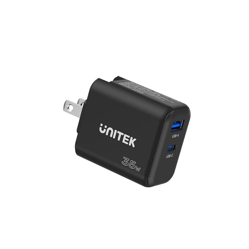Unitek Charge Wall 35W 1xUSB-C PD & 1xQC 3.0 UK EU US - P1119A - Black — Buy in Cyprus with Fast Delivery