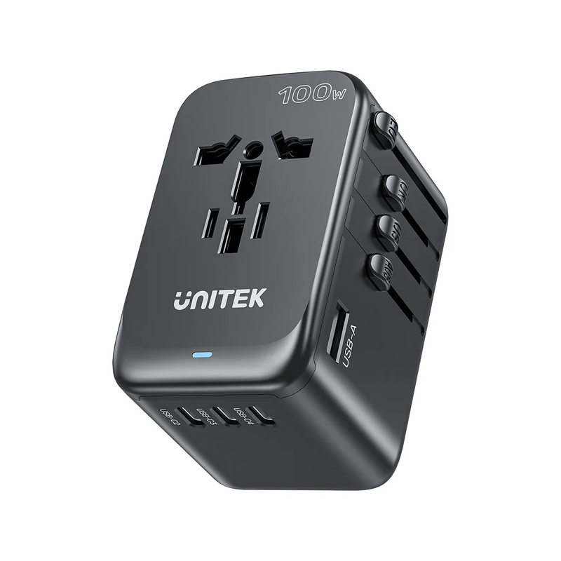 Unitek World Travel Adapter & 100W Charger - P1123A - EU UK US 4x USB-C + 1x USB-A — Buy in Cyprus with Fast Delivery