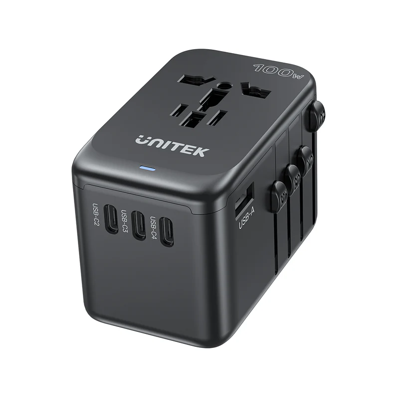 Unitek World Travel Adapter & 100W Charger - P1123A - EU UK US 4x USB-C + 1x USB-A — Buy in Cyprus with Fast Delivery