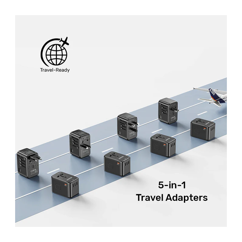 Unitek World Travel Adapter & 100W Charger - P1123A - EU UK US 4x USB-C + 1x USB-A — Buy in Cyprus with Fast Delivery