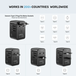 Unitek World Travel Adapter & 100W Charger - P1123A - EU UK US 4x USB-C + 1x USB-A — Buy in Cyprus with Fast Delivery