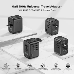 Unitek World Travel Adapter & 100W Charger - P1123A - EU UK US 4x USB-C + 1x USB-A — Buy in Cyprus with Fast Delivery
