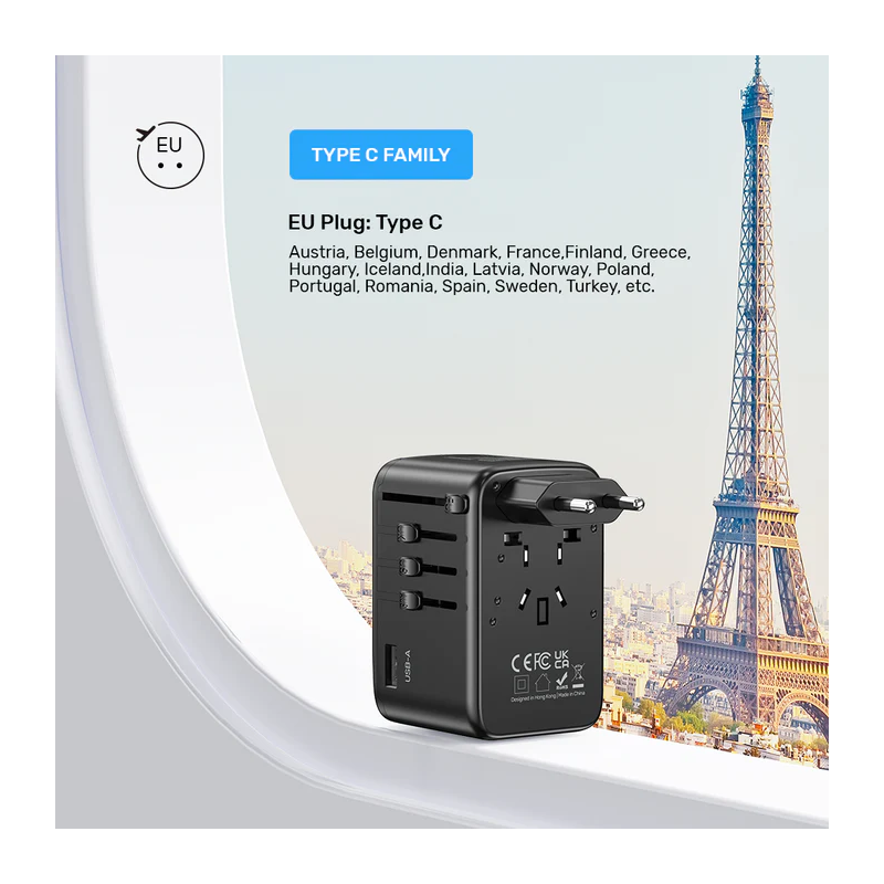 Unitek World Travel Adapter & 100W Charger - P1123A - EU UK US 4x USB-C + 1x USB-A — Buy in Cyprus with Fast Delivery