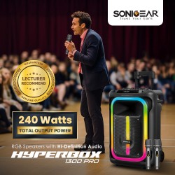 SonicGear Portable Karaoke Speaker - 1300 Pro - 12'' 240W TWS BT USB 2x Mics HYPERBOX — Buy in Cyprus with Fast Delivery