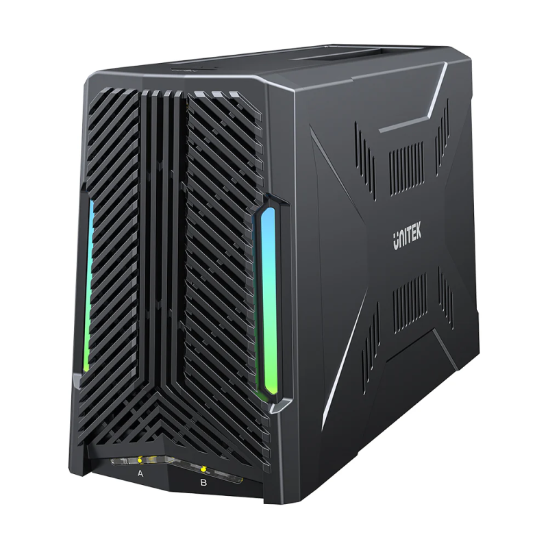 Unitek USB-C NVME PCIe SATA HDD Docking Station - S1234B - USB-C NVME PCIe SATA HDD 10Gbps RGB