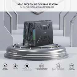 Unitek USB-C NVME PCIe SATA HDD Docking Station - S1234B - USB-C NVME PCIe SATA HDD 10Gbps RGB
