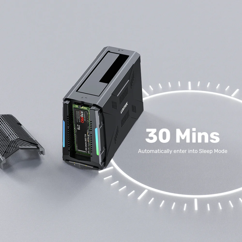 Unitek USB-C NVME PCIe SATA HDD Docking Station - S1234B - USB-C NVME PCIe SATA HDD 10Gbps RGB