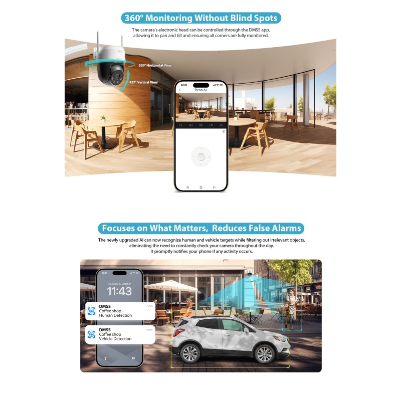 Dahua IP 5.0MP 4.0mm Wifi PT Dome Dual Illumination - SD-P5AE-PV - Dahua IP 5.0MP 4.0mm Wifi PT Dome Dual Illumination