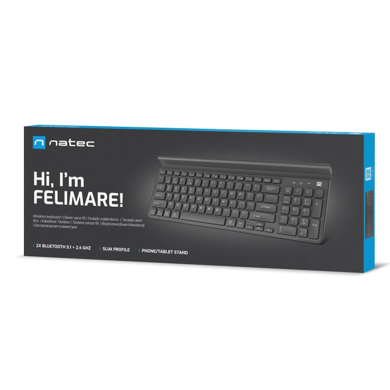 Natec FELIMARE Wireless Keyboard - 2.4GHz-BT - Phone Tablet Stand — Buy in Cyprus with Fast Delivery