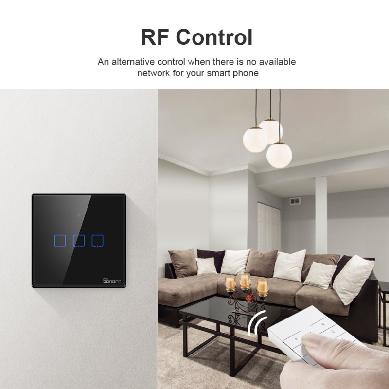 Sonoff WiFi Smart Wall Touch Switch Black - T3 UK 3C - Black — Buy in Cyprus with Fast Delivery