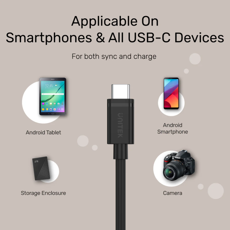 Unitek USB-C to USB-C 3.0 Cable - Y-C477BK-2M - 2.0m — Buy in Cyprus with Fast Delivery