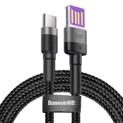 Baseus Cafule HW Type-C Cable - 5A 1m Grey-Black — Buy in Cyprus with Fast Delivery