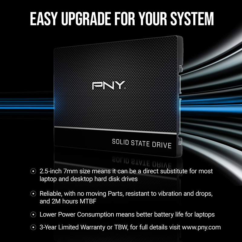 PNY CS900 1TB 2.5" SATA III SSD - 535 MB/s - SSD7CS900-1TB-RB (Boxed) — Buy in Cyprus with Fast Delivery