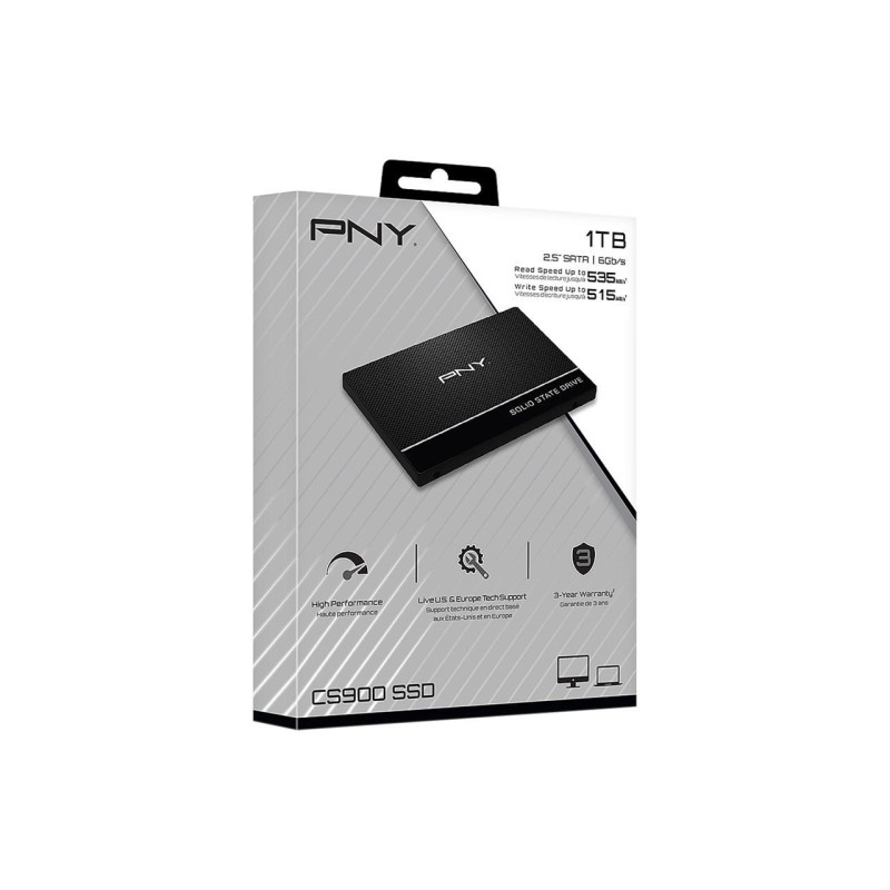 PNY CS900 1TB 2.5" SATA III SSD - 535 MB/s - SSD7CS900-1TB-RB (Boxed) — Buy in Cyprus with Fast Delivery