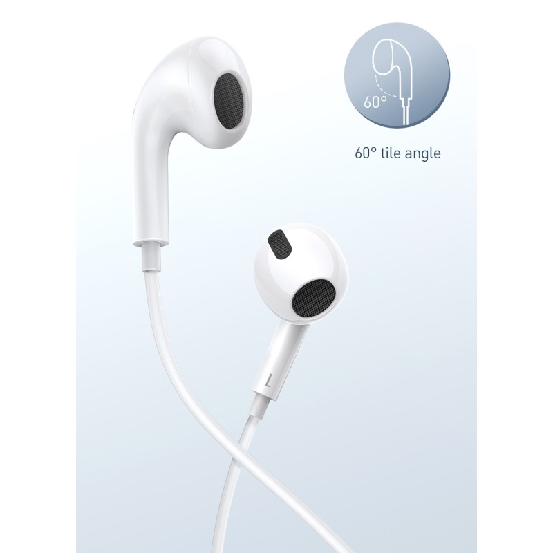 Baseus Headphones In Ear Wired 3.5mm - H17 - White — Buy in Cyprus with Fast Delivery