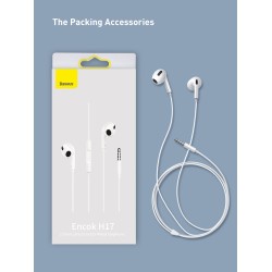 Baseus Headphones In Ear Wired 3.5mm - H17 - White — Buy in Cyprus with Fast Delivery