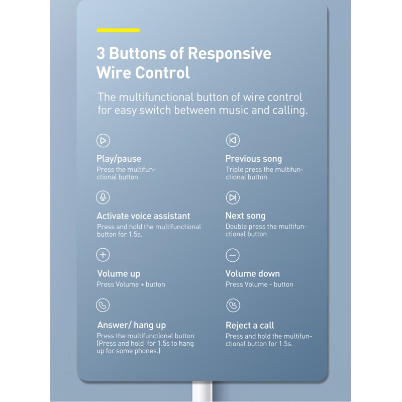 Baseus Headphones In Ear Wired 3.5mm - H17 - White — Buy in Cyprus with Fast Delivery